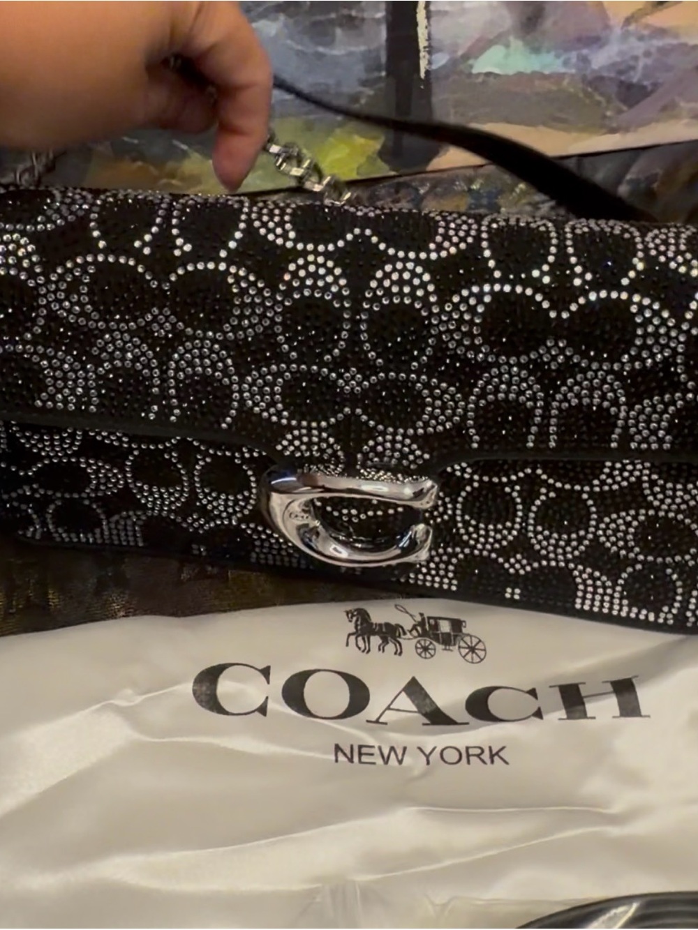 Coach Black Crystal-Embellished Shoulder Bag